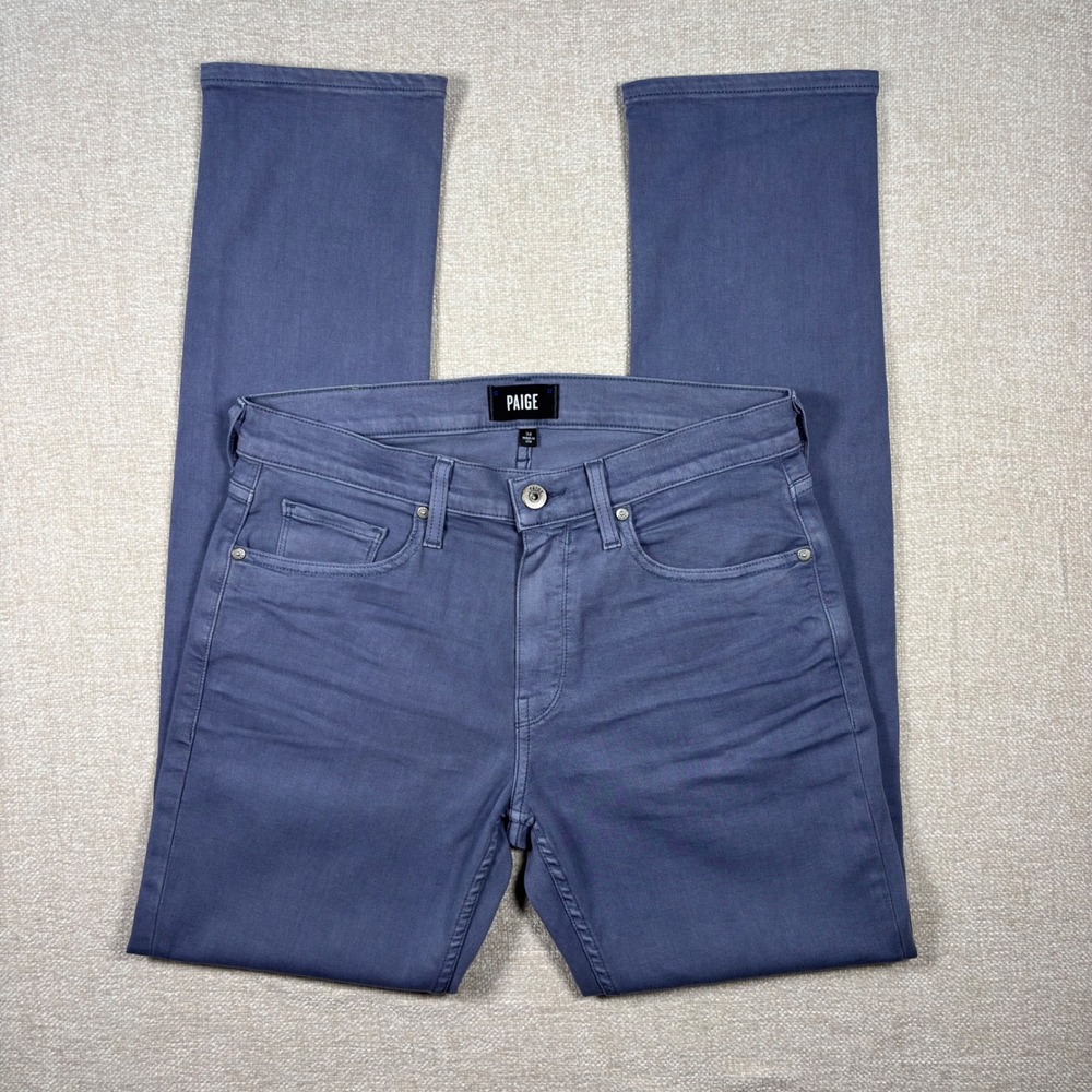Paige Federal Slim Straight Jeans Mens 32x32 Blue Gray Slate Made in USA Denim